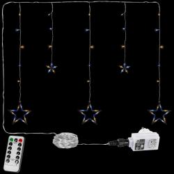 Vánoční závěs - 5 hvězd, 61 LED, teple/studeně bílý +ovladač