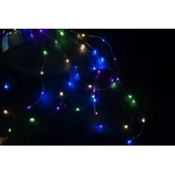 Vánoční dekorativní osvětlení, drátky, 64 LED, barevné