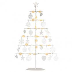 Vánoční kovový dekorační strom 25 LED, teple bílá, bílý